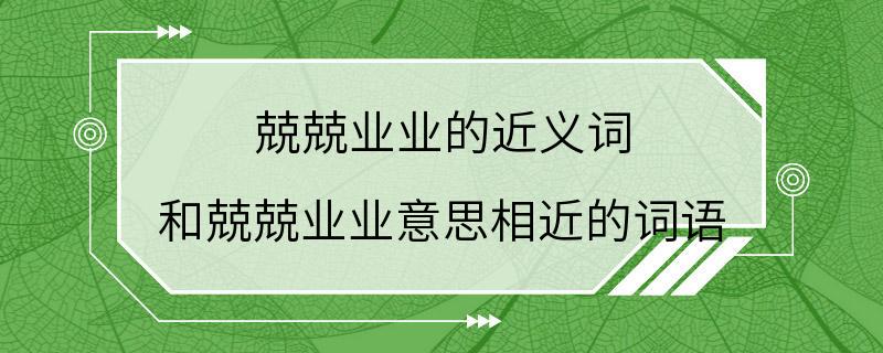 兢兢业业的近义词 和兢兢业业意思相近的词语