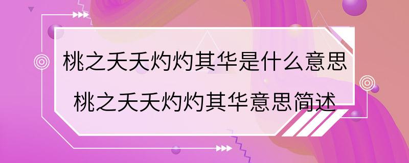 桃之夭夭灼灼其华是什么意思 桃之夭夭灼灼其华意思简述