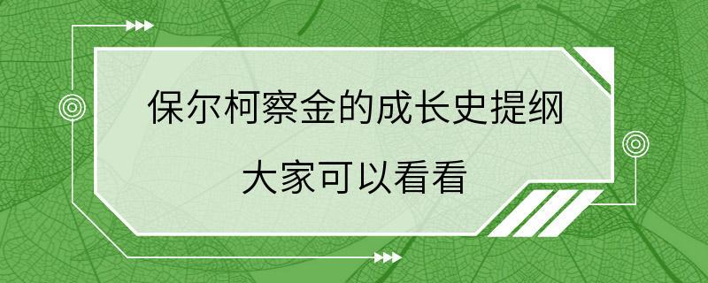 保尔柯察金的成长史提纲 大家可以看看