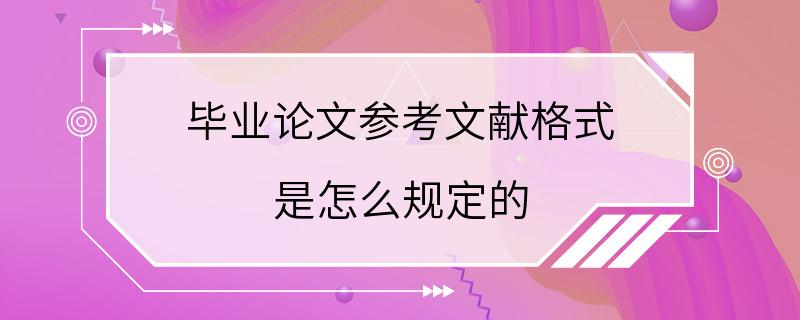 毕业论文参考文献格式 是怎么规定的