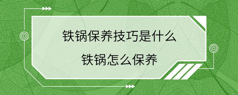 铁锅保养技巧是什么 铁锅怎么保养