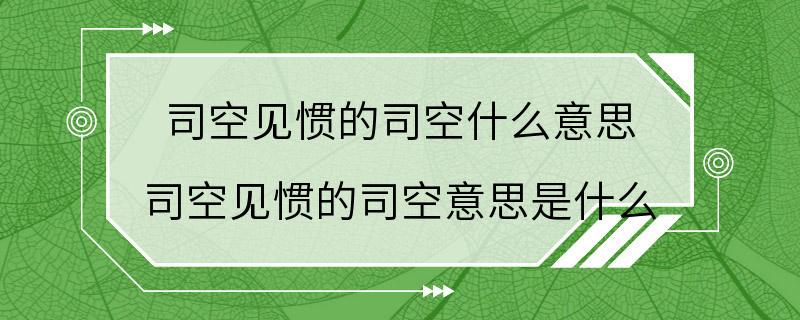 司空见惯的司空什么意思 司空见惯的司空意思是什么