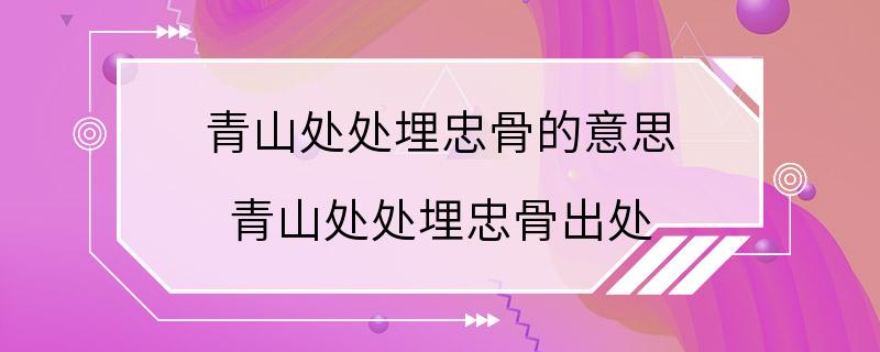 青山处处埋忠骨的意思 青山处处埋忠骨出处