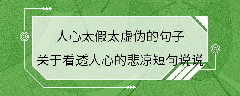 人心太假太虚伪的句子 关于看透人心的悲凉短句说说