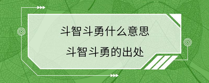 斗智斗勇什么意思 斗智斗勇的出处