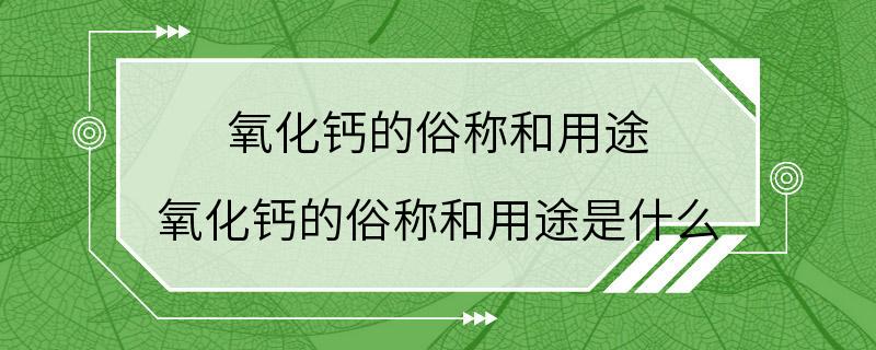 氧化钙的俗称和用途 氧化钙的俗称和用途是什么