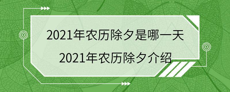 2021年农历除夕是哪一天 2021年农历除夕介绍