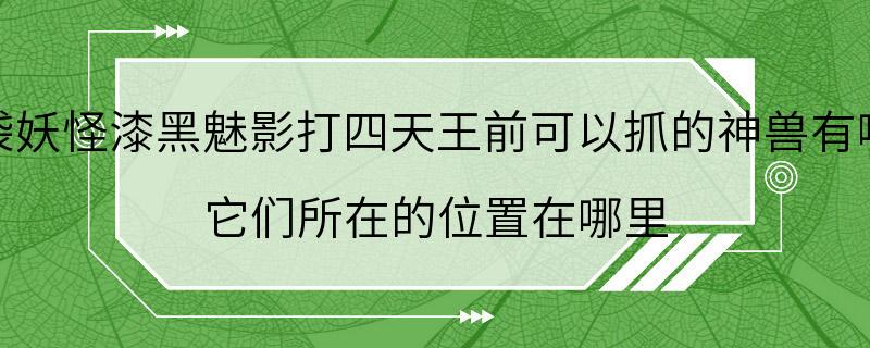 口袋妖怪漆黑魅影打四天王前可以抓的神兽有哪些 它们所在的位置在哪里