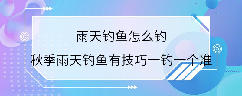 雨天钓鱼怎么钓 秋季雨天钓鱼有技巧一钓一个准