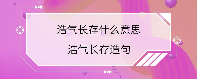 浩气长存什么意思 浩气长存造句