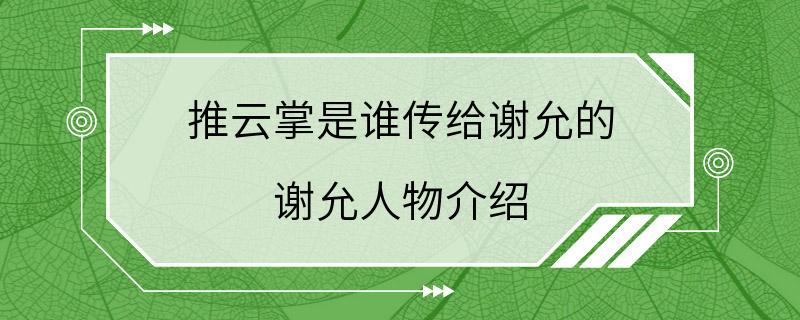 推云掌是谁传给谢允的 谢允人物介绍