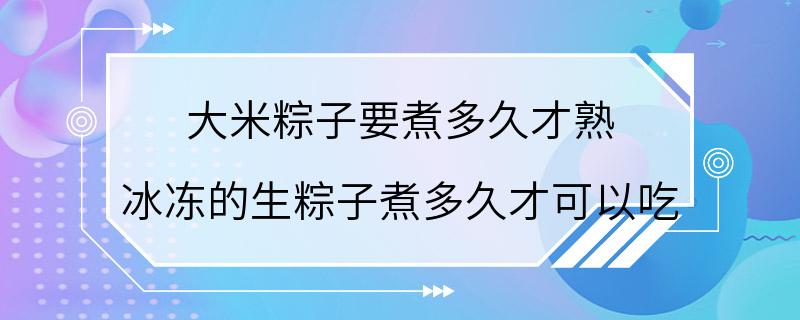 大米粽子要煮多久才熟 冰冻的生粽子煮多久才可以吃