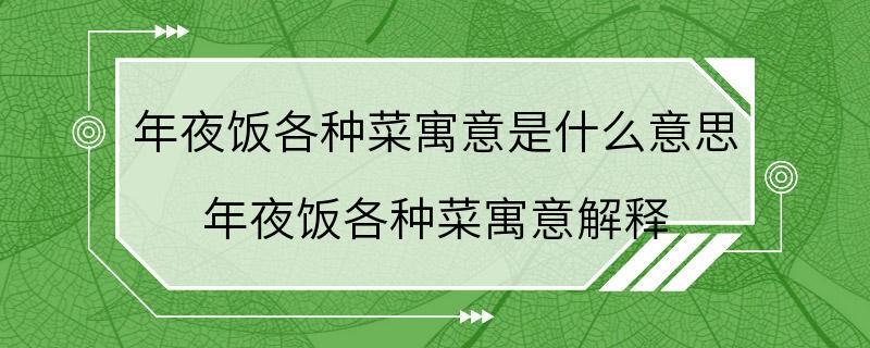 年夜饭各种菜寓意是什么意思 年夜饭各种菜寓意解释