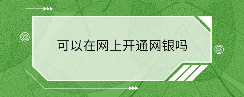 可以在网上开通网银吗