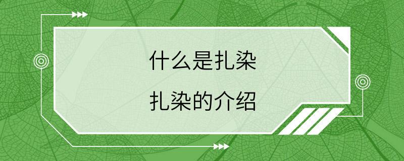 什么是扎染 扎染的介绍