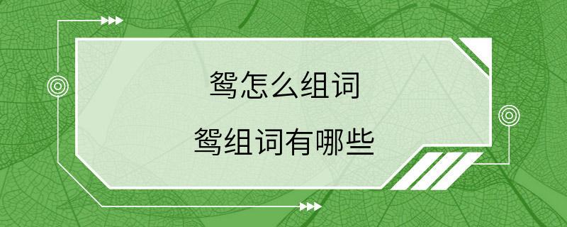 鸳怎么组词 鸳组词有哪些