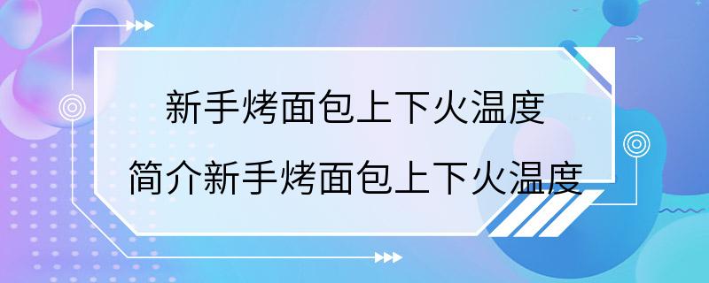 新手烤面包上下火温度 简介新手烤面包上下火温度