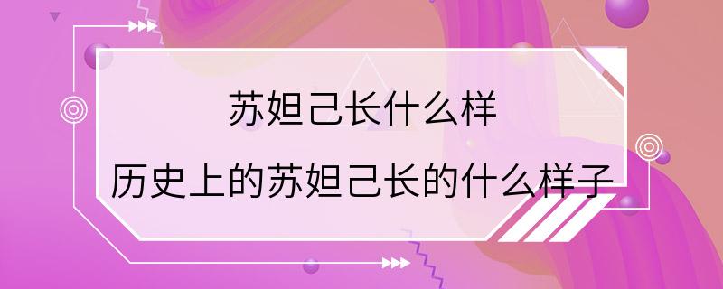 苏妲己长什么样 历史上的苏妲己长的什么样子