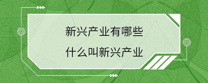 新兴产业有哪些 什么叫新兴产业