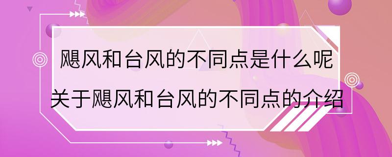 飓风和台风的不同点是什么呢 关于飓风和台风的不同点的介绍