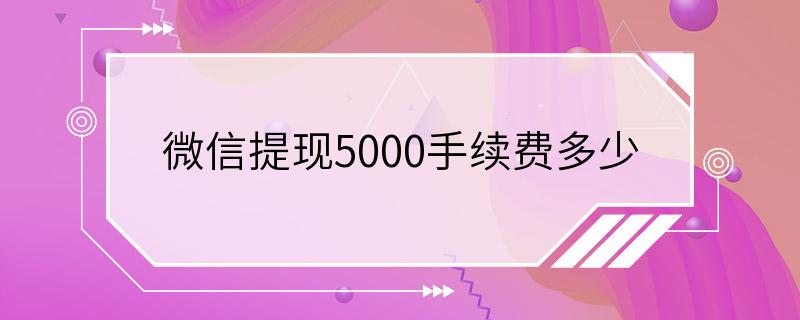 微信提现5000手续费多少