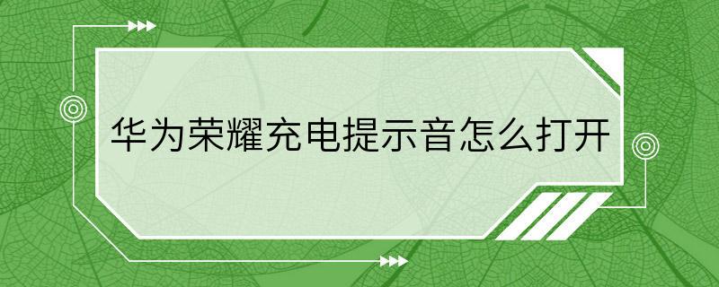 华为荣耀充电提示音怎么打开