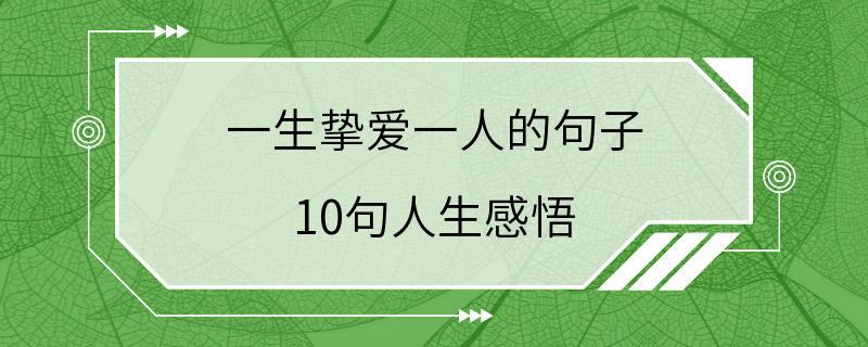 一生挚爱一人的句子 10句人生感悟