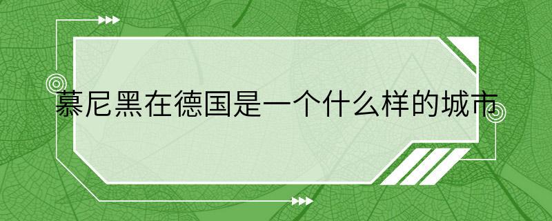 慕尼黑在德国是一个什么样的城市