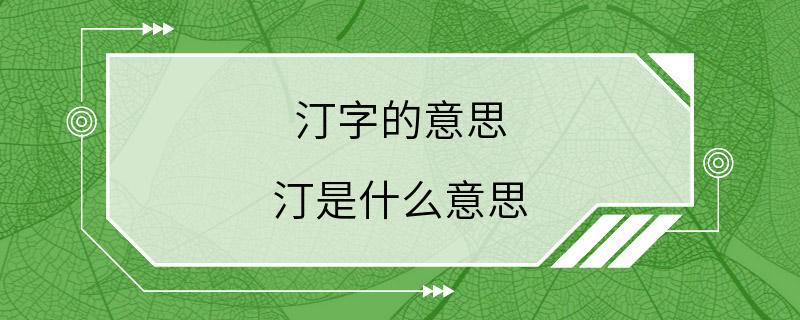 汀字的意思 汀是什么意思