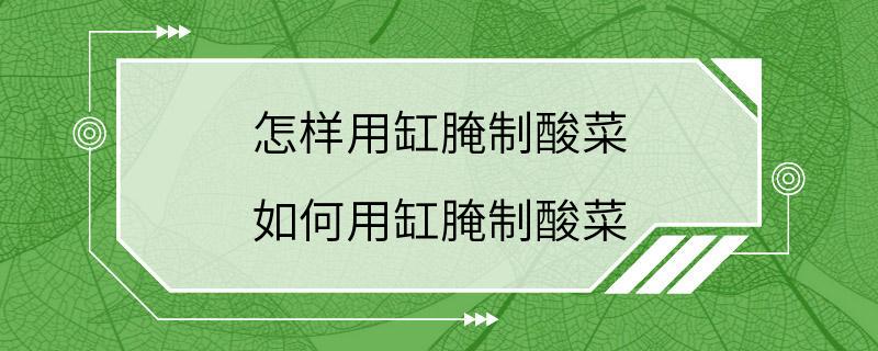 怎样用缸腌制酸菜 如何用缸腌制酸菜