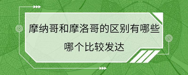 摩纳哥和摩洛哥的区别有哪些 哪个比较发达