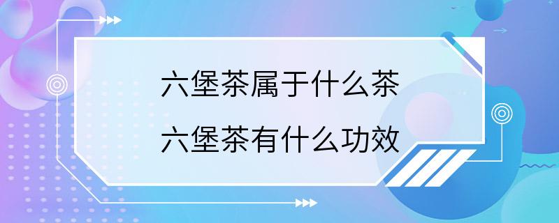 六堡茶属于什么茶 六堡茶有什么功效