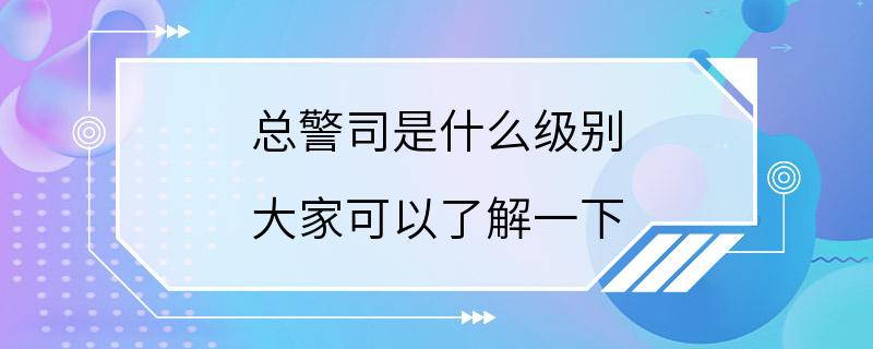 总警司是什么级别 大家可以了解一下