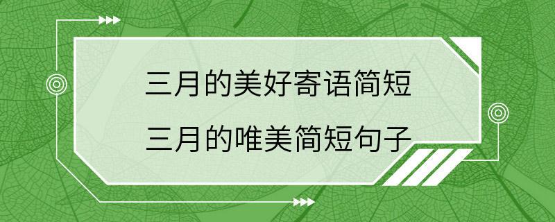 三月的美好寄语简短 三月的唯美简短句子