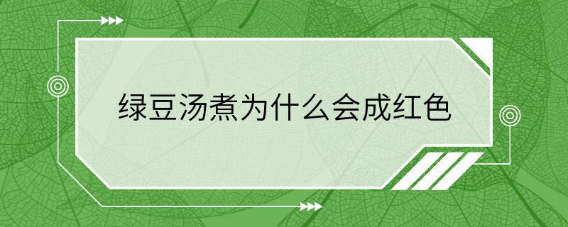 绿豆汤煮为什么会成红色