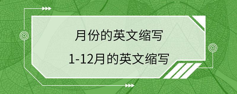 月份的英文缩写 1-12月的英文缩写