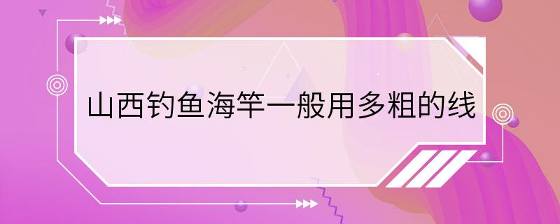 山西钓鱼海竿一般用多粗的线