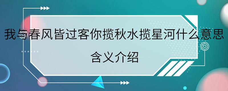 我与春风皆过客你揽秋水揽星河什么意思 含义介绍