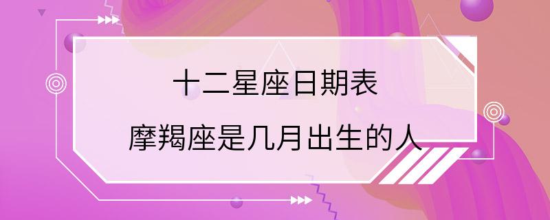 十二星座日期表 摩羯座是几月出生的人