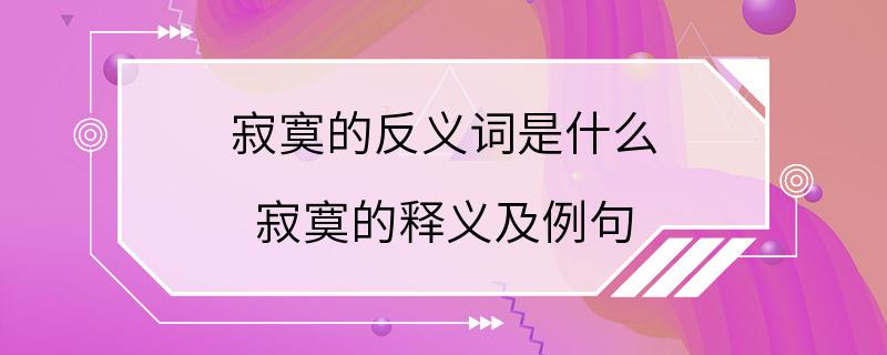 寂寞的反义词是什么 寂寞的释义及例句