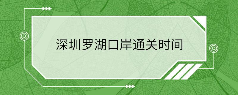 深圳罗湖口岸通关时间