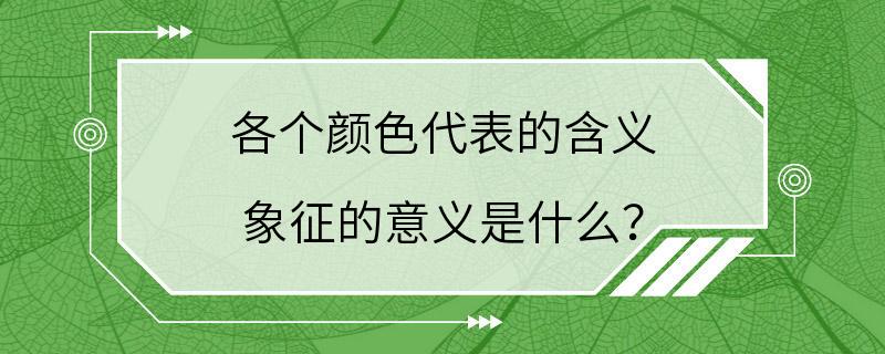 各个颜色代表的含义 象征的意义是什么？