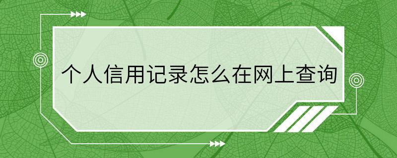 个人信用记录怎么在网上查询