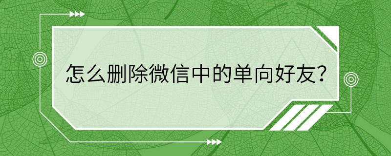 怎么删除微信中的单向好友？