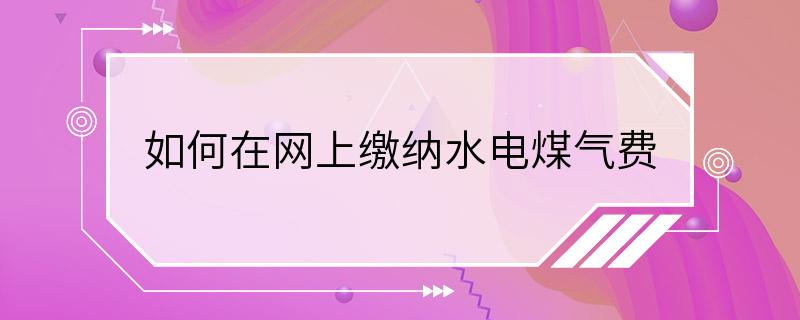 如何在网上缴纳水电煤气费