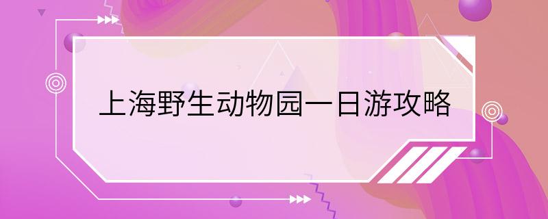 上海野生动物园一日游攻略