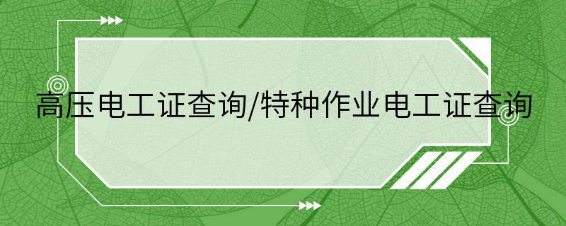 高压电工证查询/特种作业电工证查询