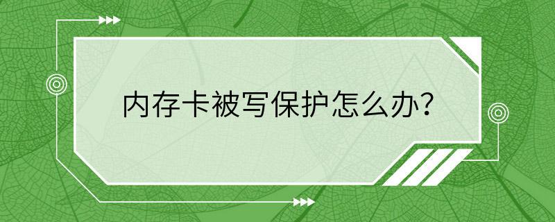 内存卡被写保护怎么办？