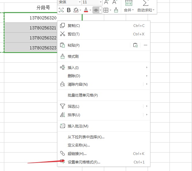 wps表格怎么设置数字分段(2)