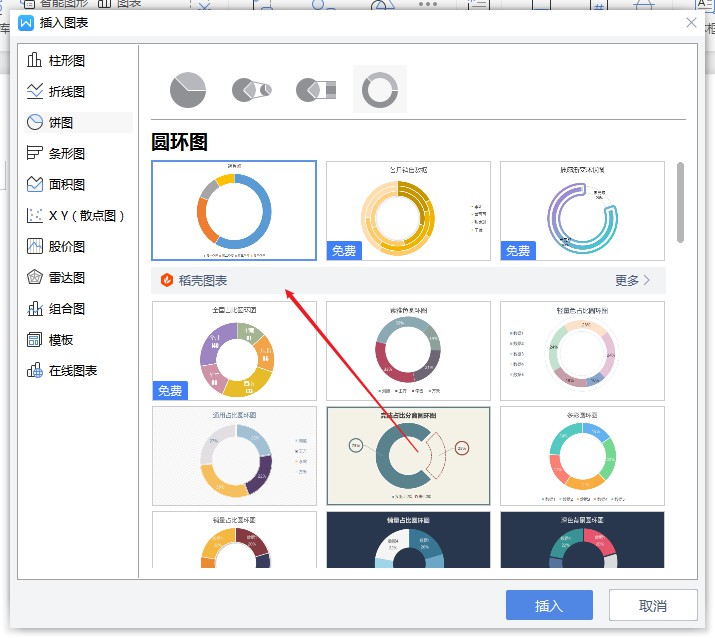 wps2019如何插入圆环图(5)